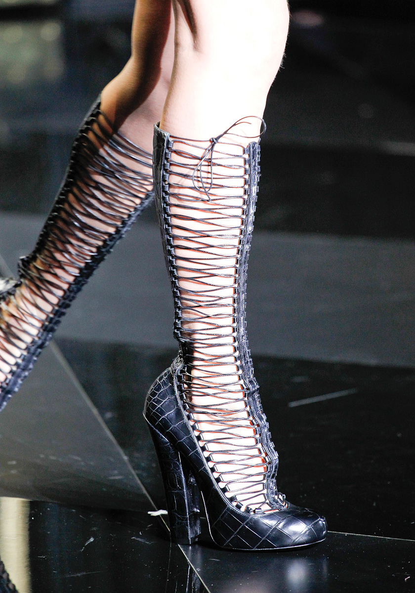 Louis Vuitton Fall 2011 44 shoe  Heeled rain boots, Leather thigh